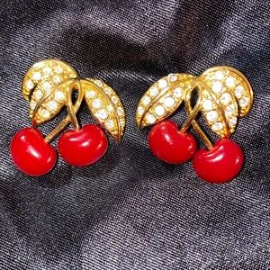 JOAN RIVERS cherry rhinestone Earrings